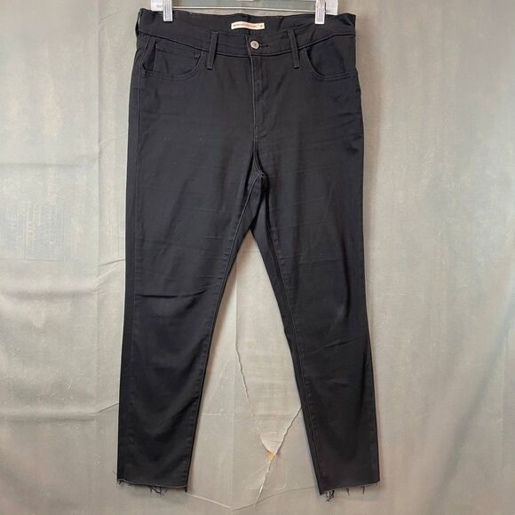 Levi’s 720 Jeans Women's 31 Black Stretch Raw Hem Super Skinny Zip Fly Outdoor - Picture 1 of 13